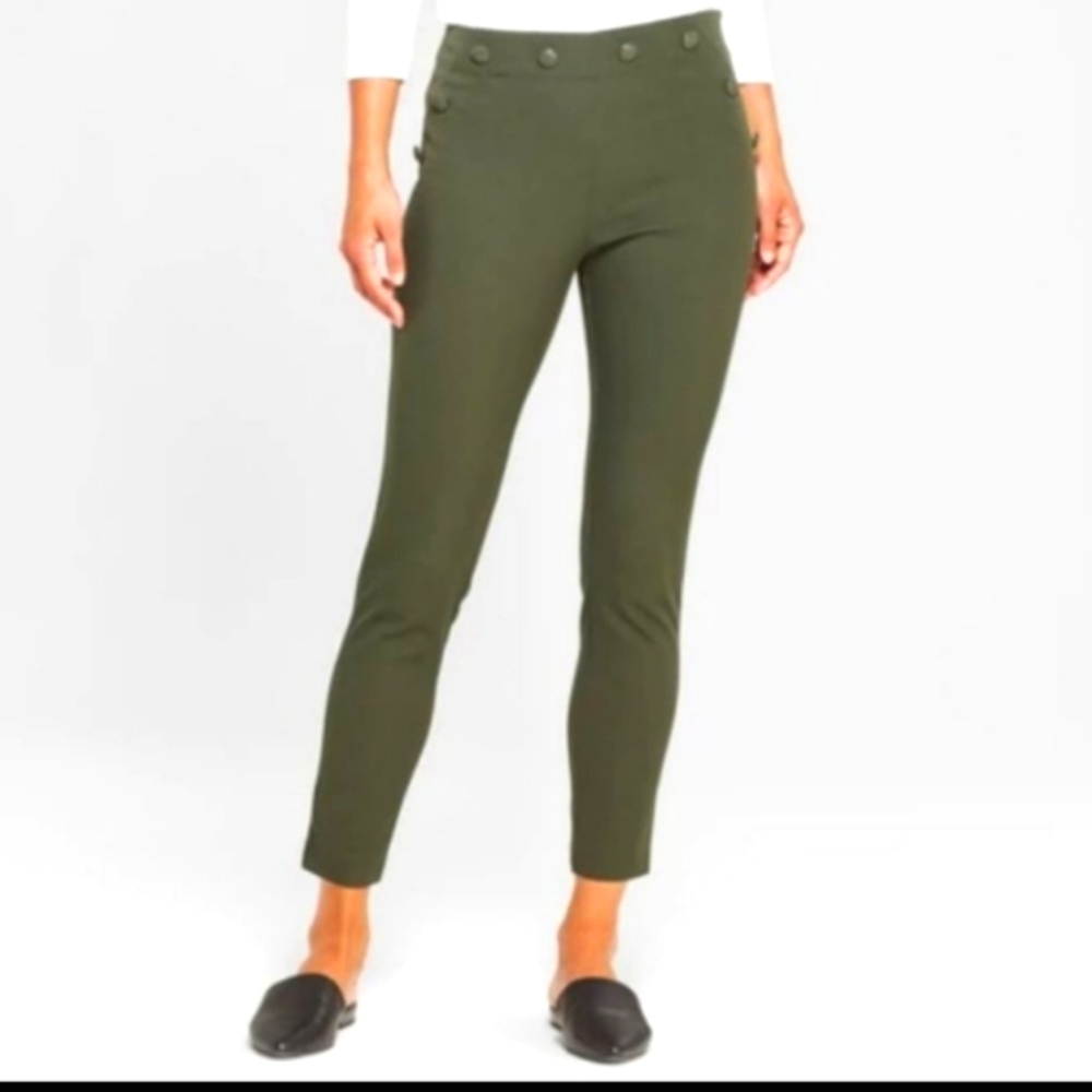 XS Size 2 Skinny Ankle Green CareerPants New Tags High Rise